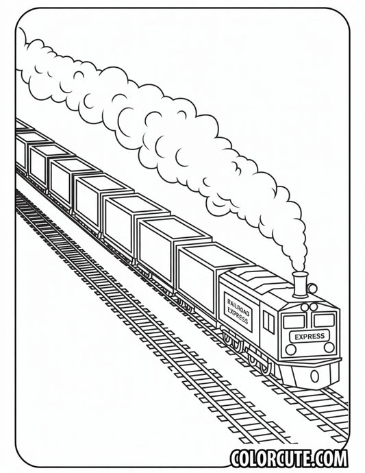 Cargo Train Coloring Page - Free PDF Printables