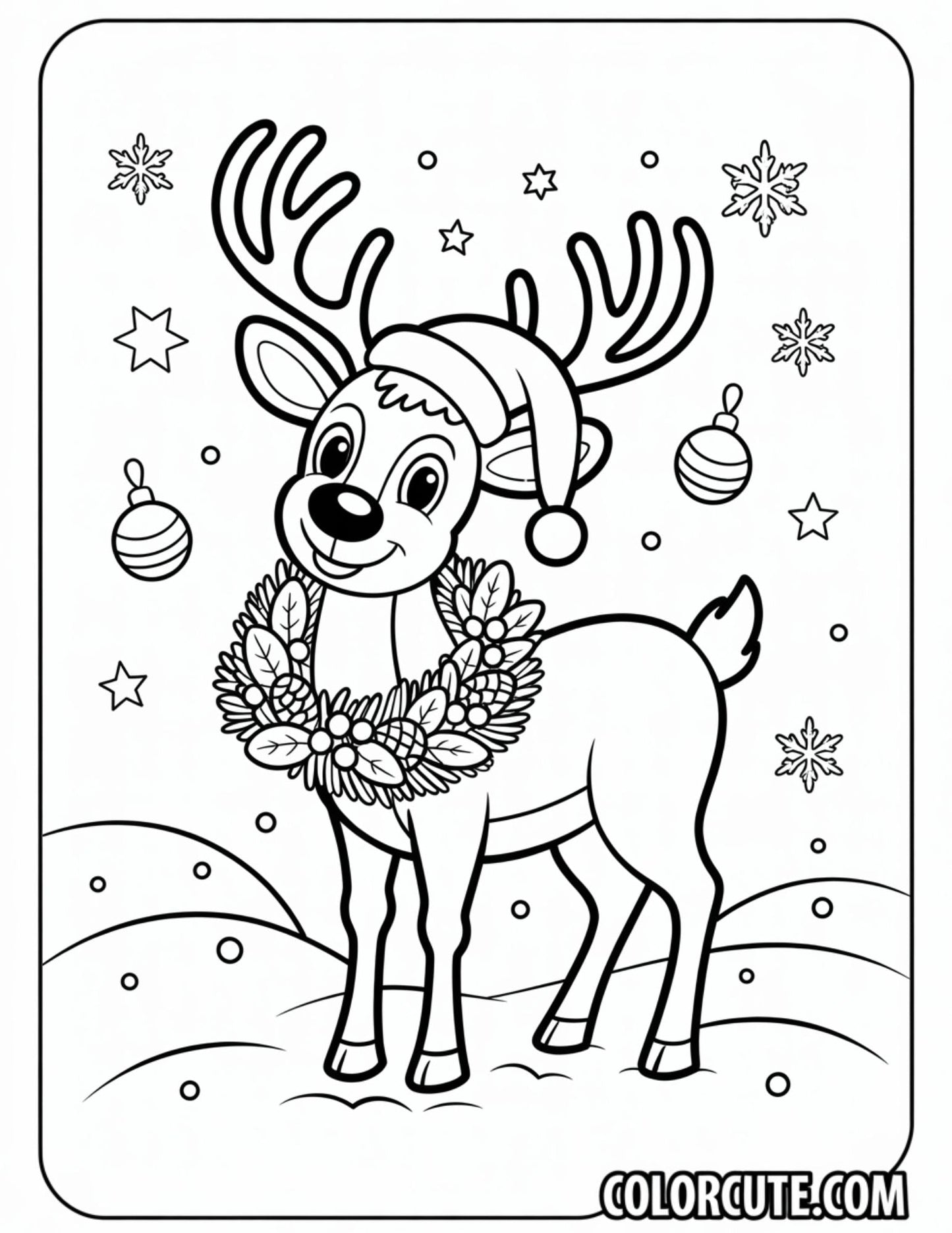 Christmas Deer Coloring Pages - Free PDF Printables