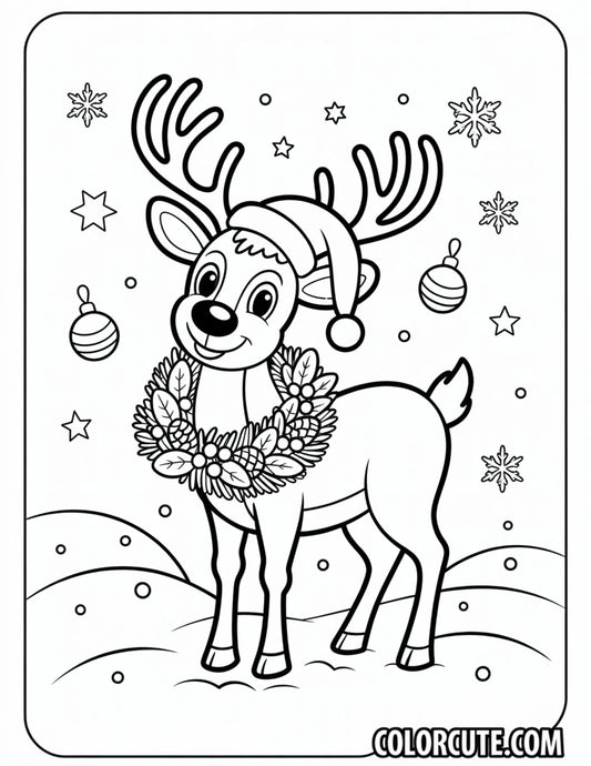 Christmas Deer Coloring Pages - Free PDF Printables