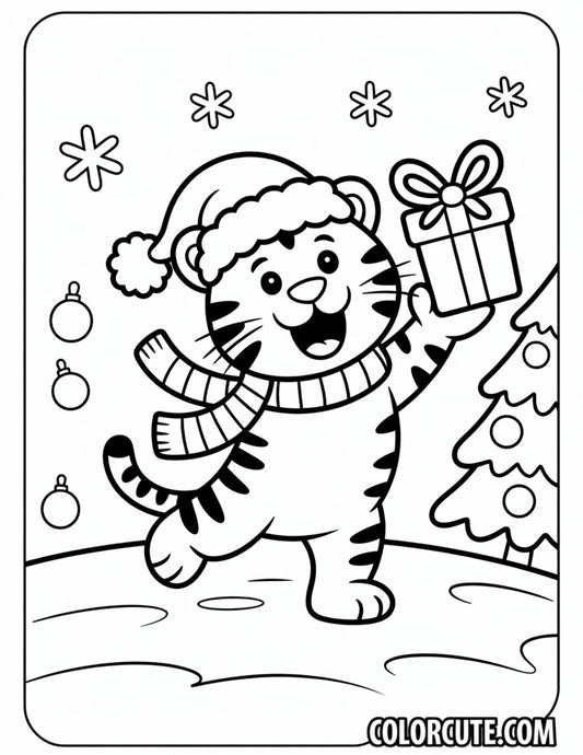 Christmas Tiger Coloring Pages | Free PDF Printables