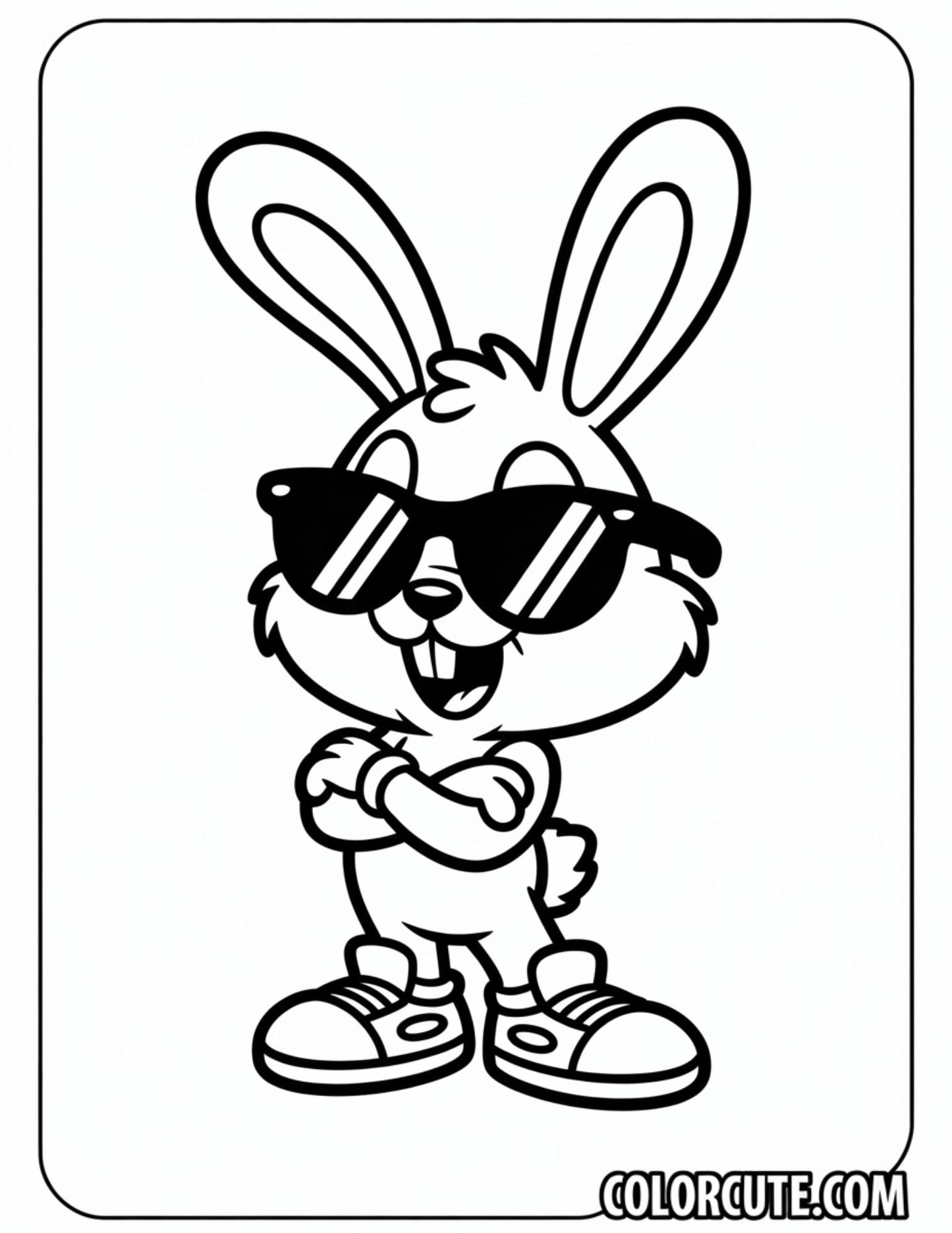 Cool Bunny Coloring Page – Free PDF Printables