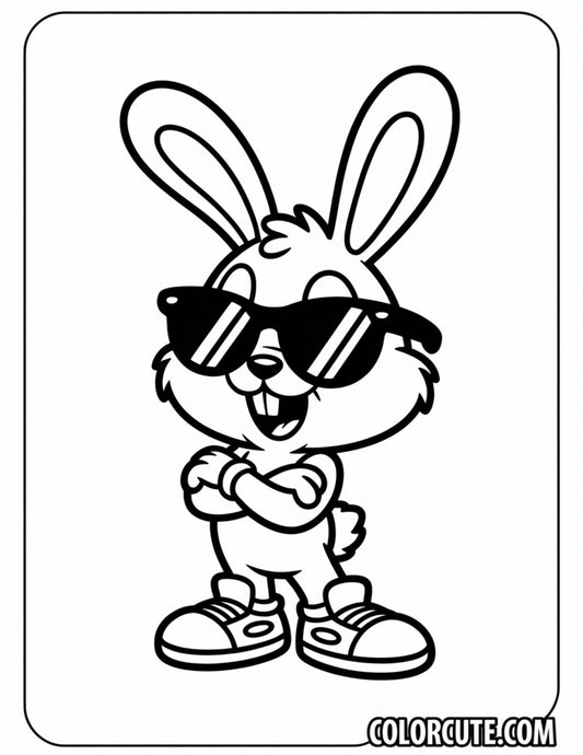 Cool Bunny Coloring Page – Free PDF Printables