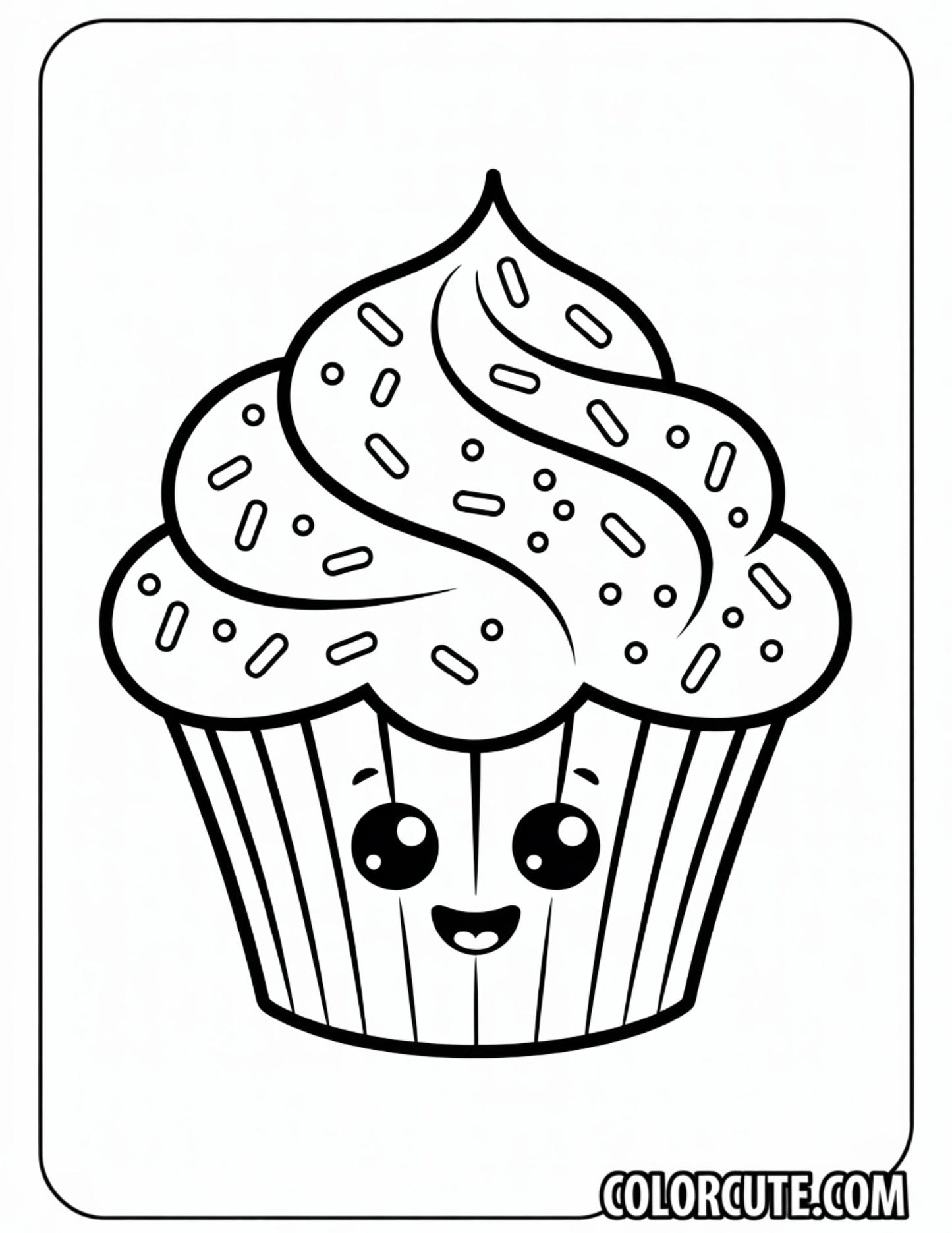 Fun Cupcake Simple Coloring Pages | Free PDF Printables