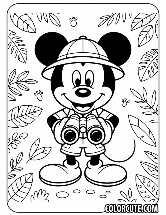 Safari Mickey Mouse Coloring Pages | Free PDF Printables