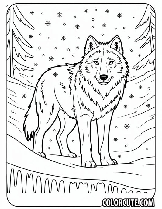 Snow Wolf Coloring Page | Free PDF Printables