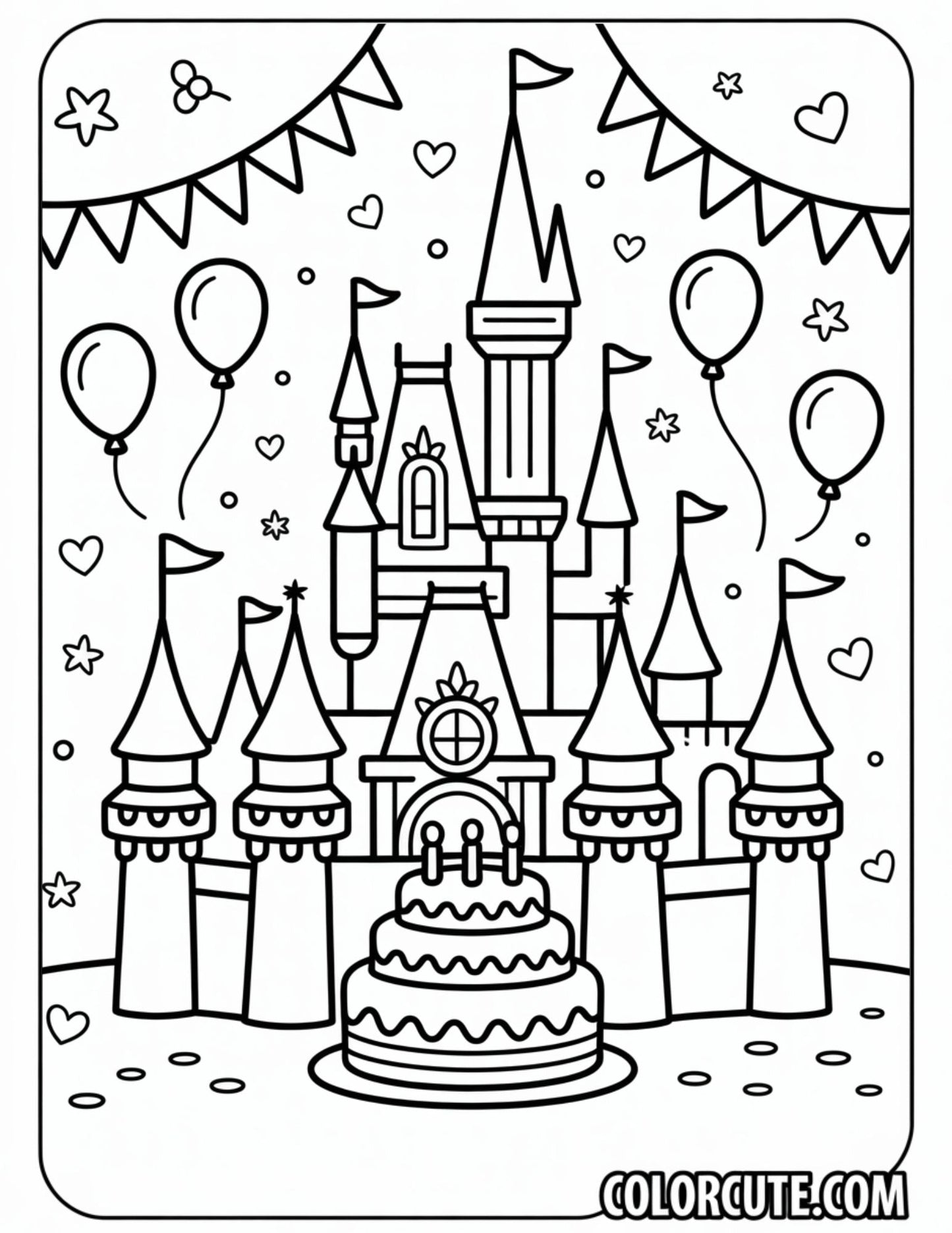 Birthday Disney Castle Coloring Page | Free PDF Printables