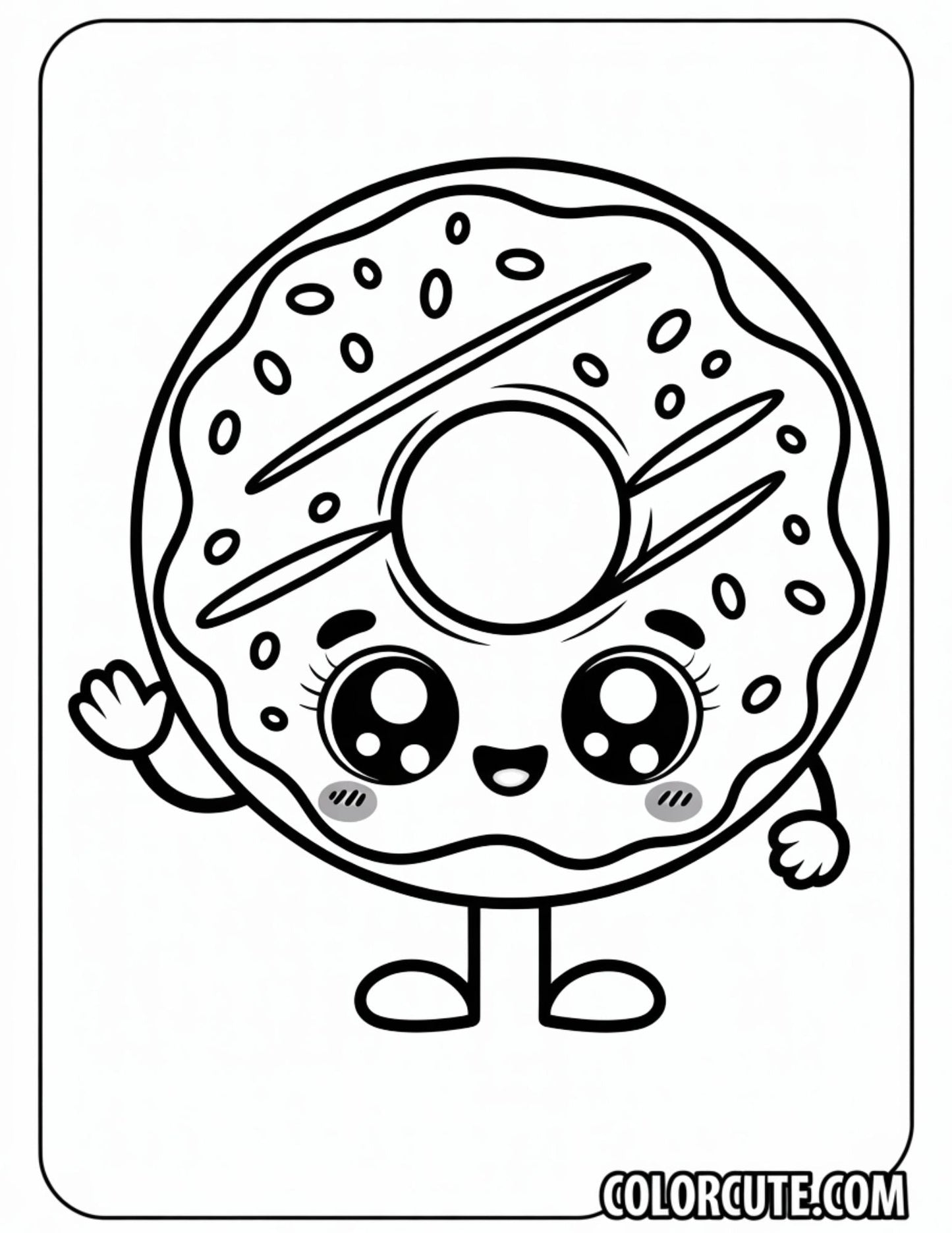 Cute Kawaii  Donut Coloring Pages Free Printable