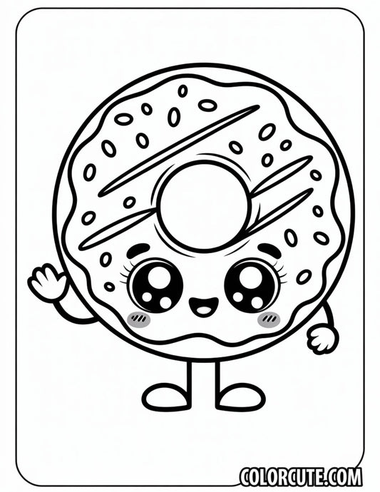 Cute Kawaii  Donut Coloring Pages Free Printable
