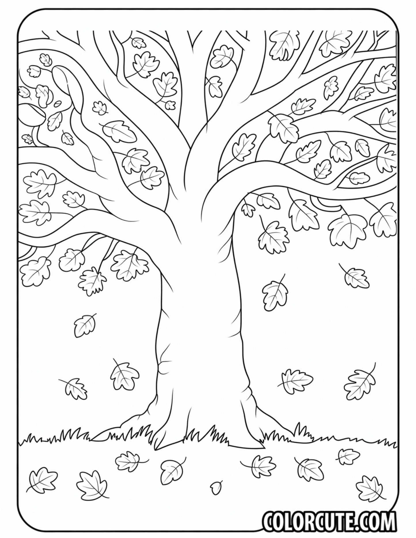 Fall Tree Coloring Pages - Free PDF Printables