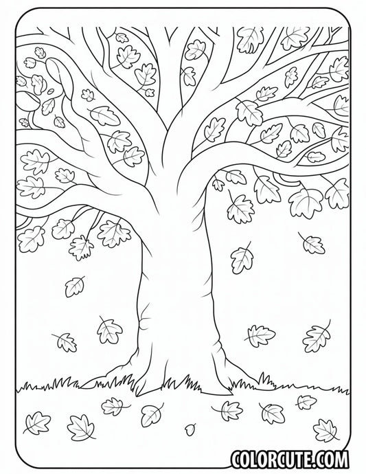 Fall Tree Coloring Pages - Free PDF Printables
