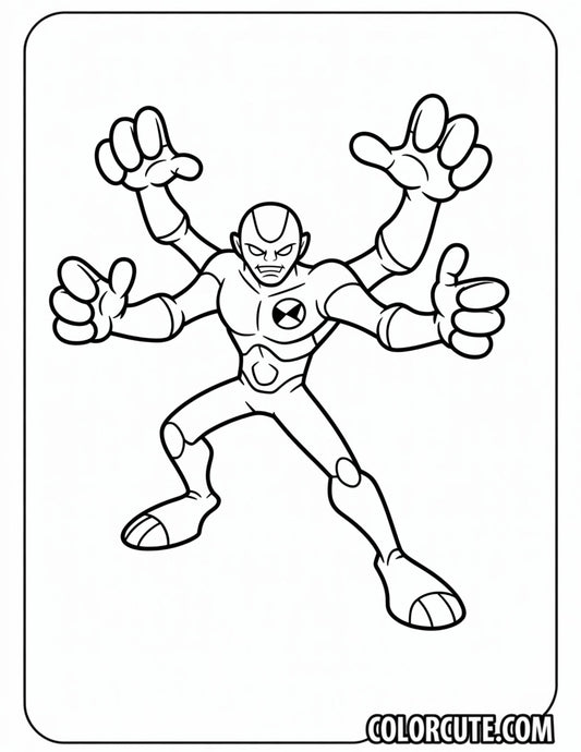 Four Arms Alien Coloring Pages Free PDF Printables