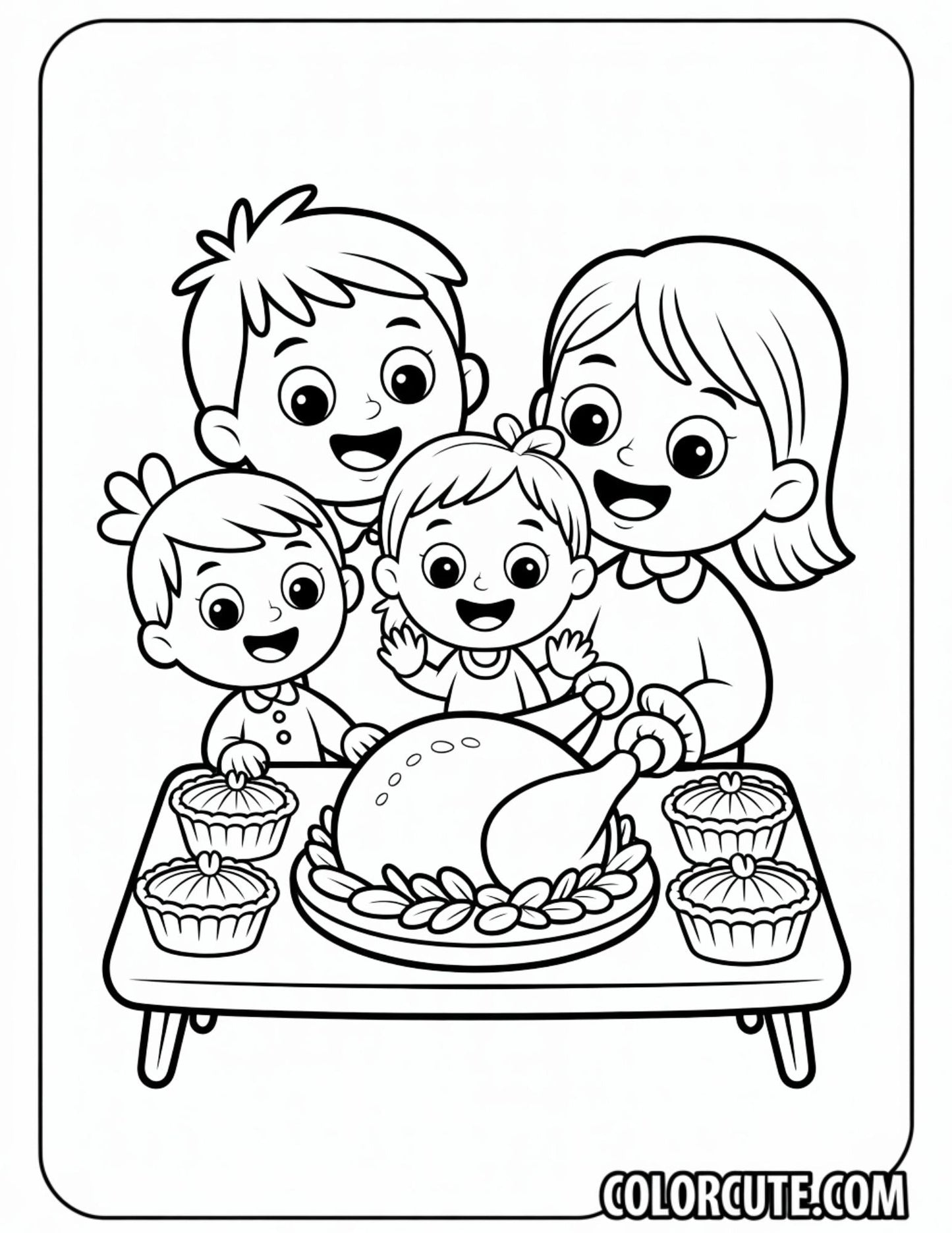 Thanksgiving Family Coloring Pages | Free PDF Printables