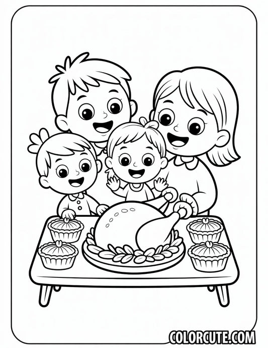 Thanksgiving Family Coloring Pages | Free PDF Printables