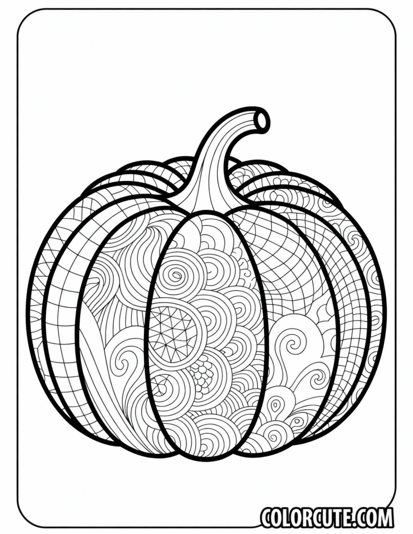 Zentangle Pumpkin Coloring Page | Free PDF Printables