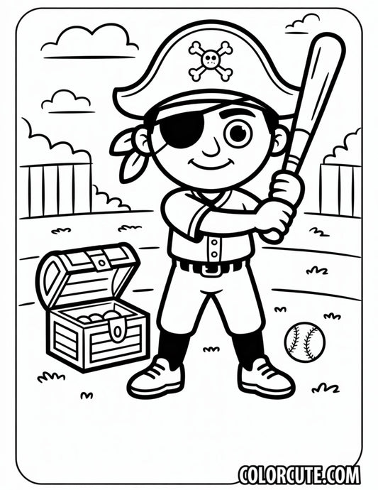 Baseball Pirate Coloring Pages | Free PDF Printables