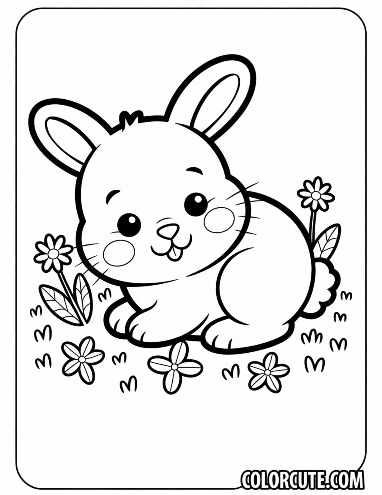 Cute Small Bunny Coloring Pages | Free PDF Printables