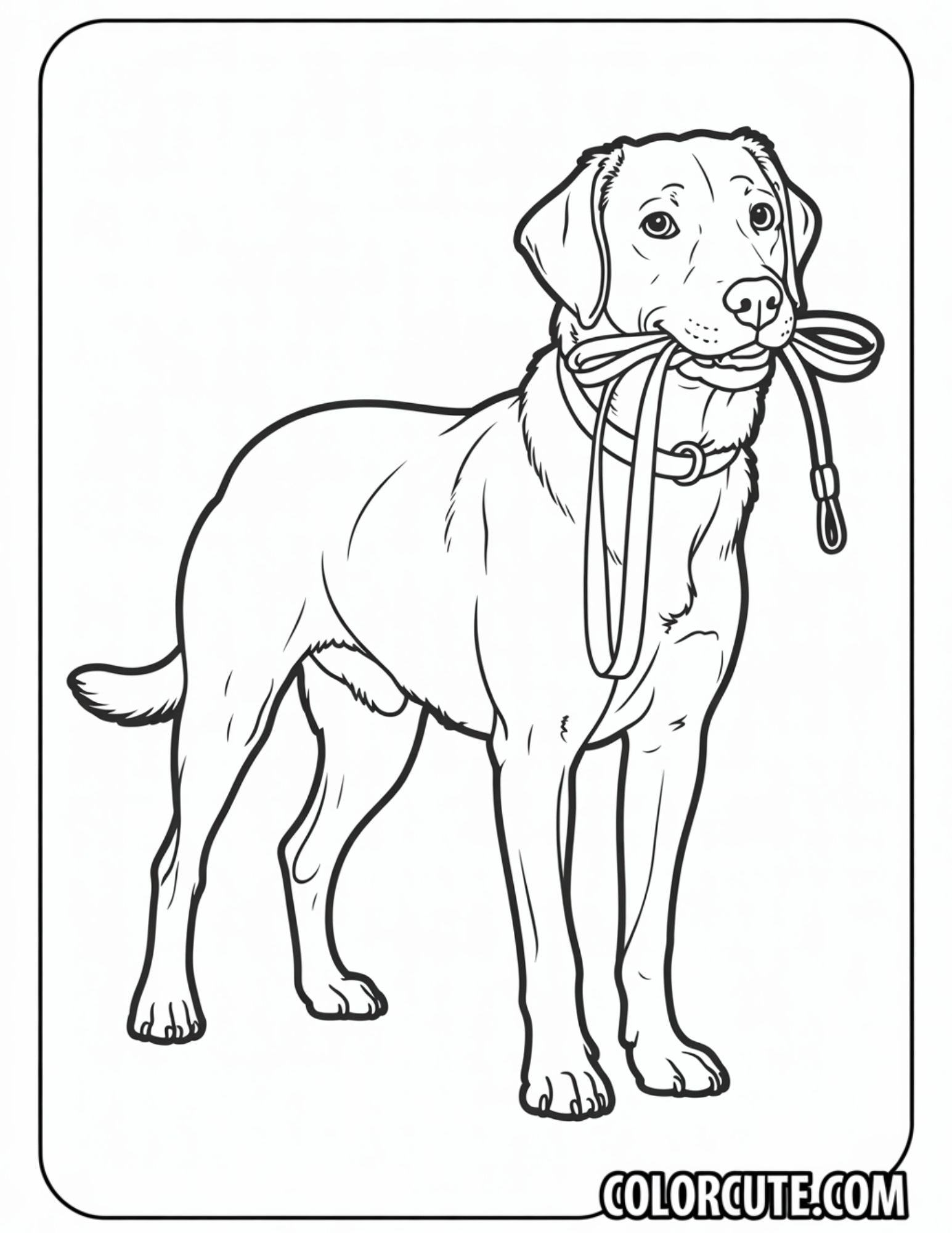 Dog With A Leash Coloring Page Free PDF Printables Color Cute dog-with-a-leash-coloring-page-free-pdf-printables-color-cute