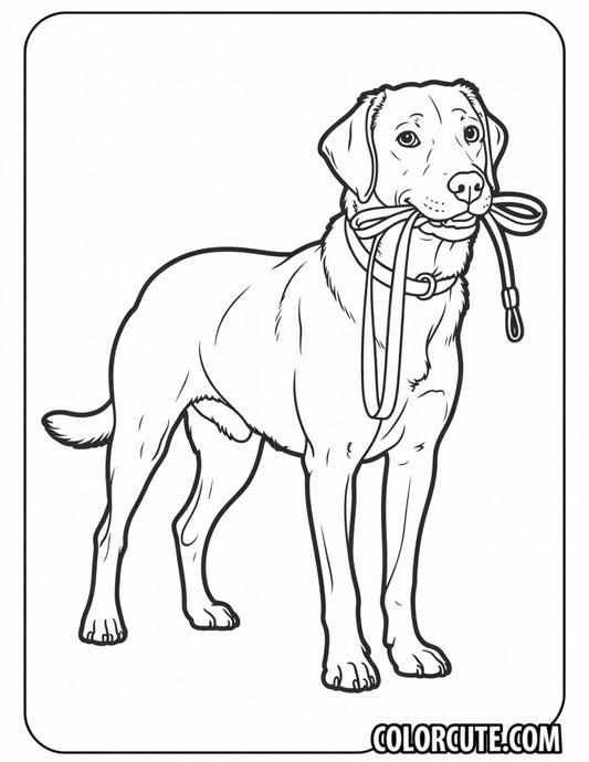 Dog with a Leash Coloring Page | Free PDF Printables
