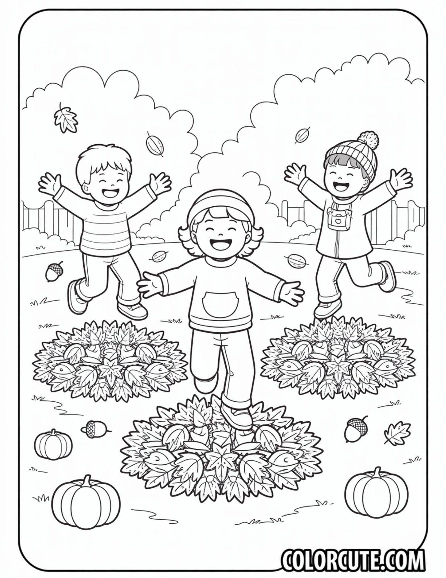 Fall Scene Coloring Pages | Free PDF Printables