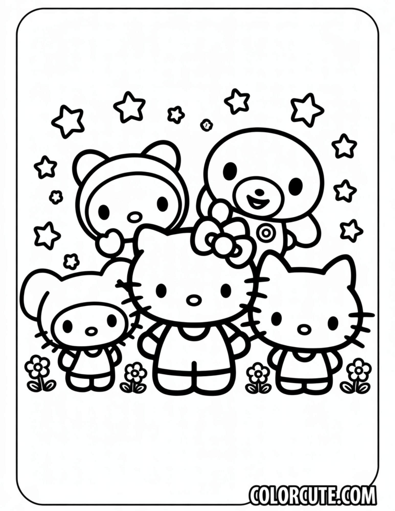 Hello Kitty Friends Coloring Page | Free PDF Printables – Color Cute ...
