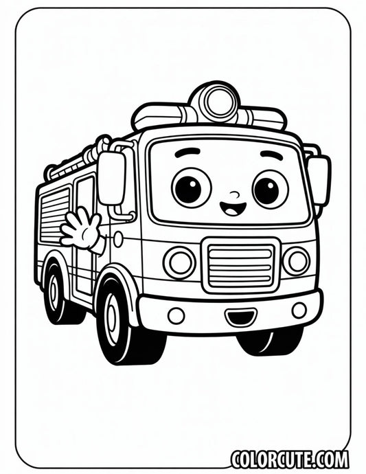 Kawaii Fire Truck Coloring Pages | Free PDF Printables