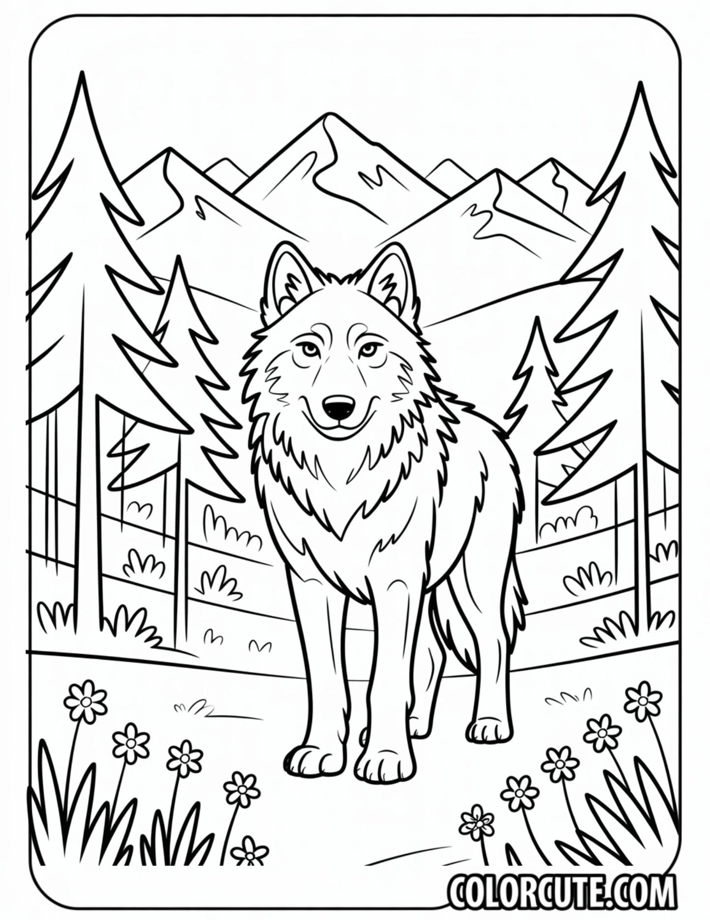 Nature Wolf Coloring Page | Free PDF Printables