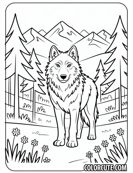 Nature Wolf Coloring Page | Free PDF Printables
