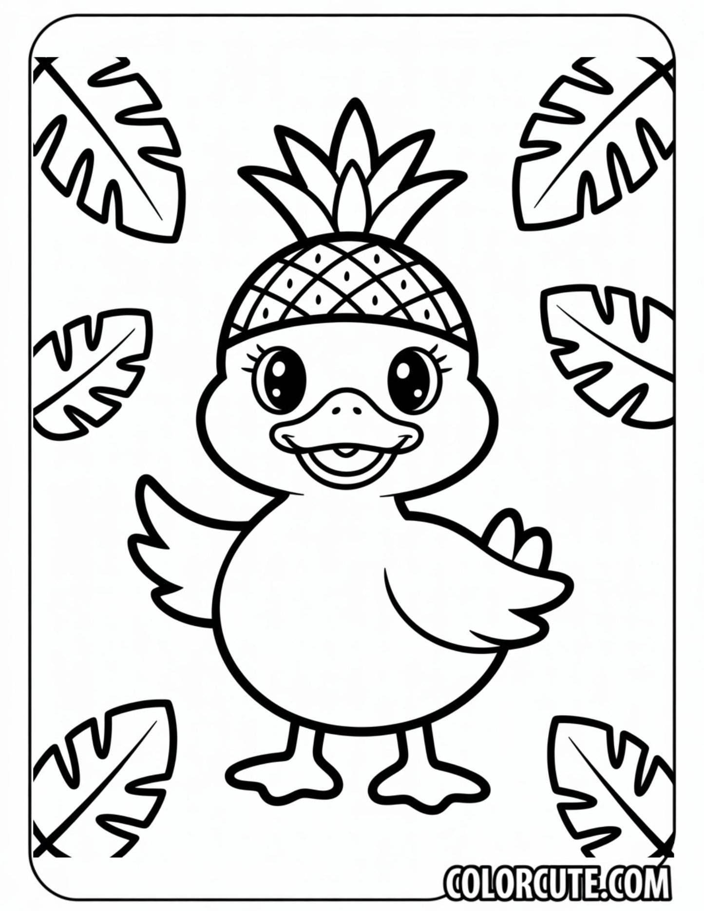 Pineapple Duck Coloring Page | Free PDF Printables