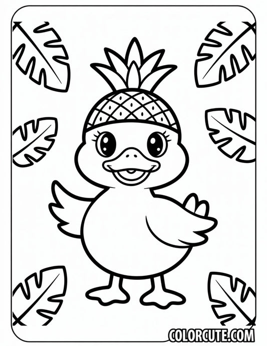 Pineapple Duck Coloring Page | Free PDF Printables
