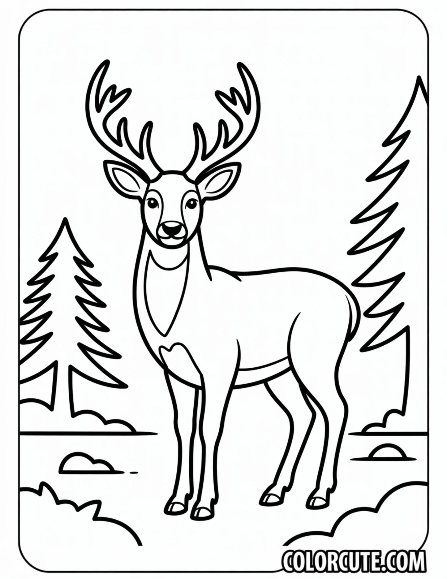 Winter Deer Coloring Pages - Free PDF Printables