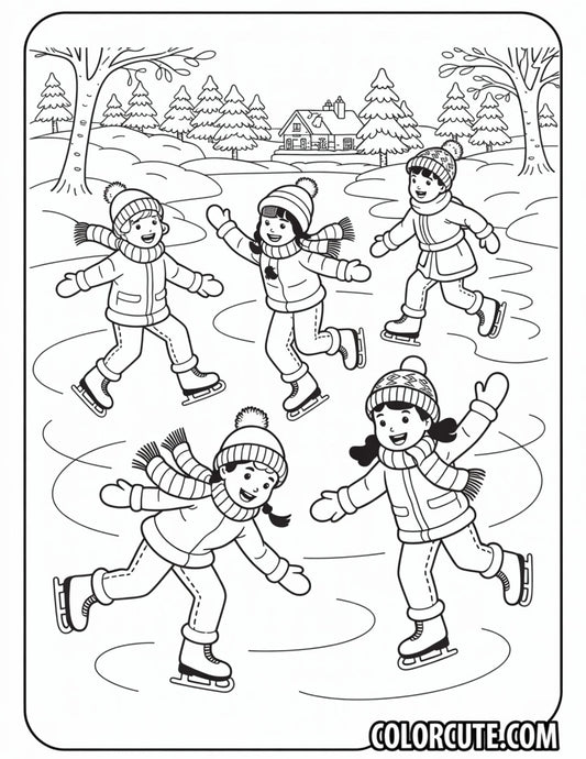 Winter Ice Skating Coloring Pages | Free PDF Printables