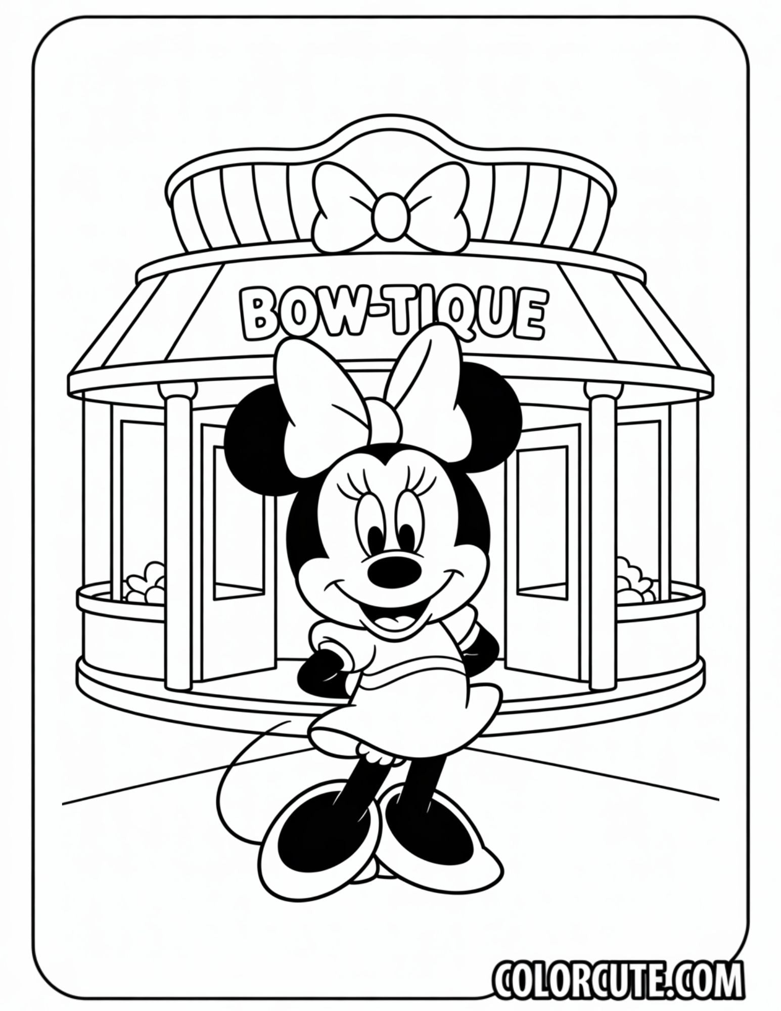 Bowtique Minnie Mouse Coloring Page | Free PDF Printables – Color Cute ...