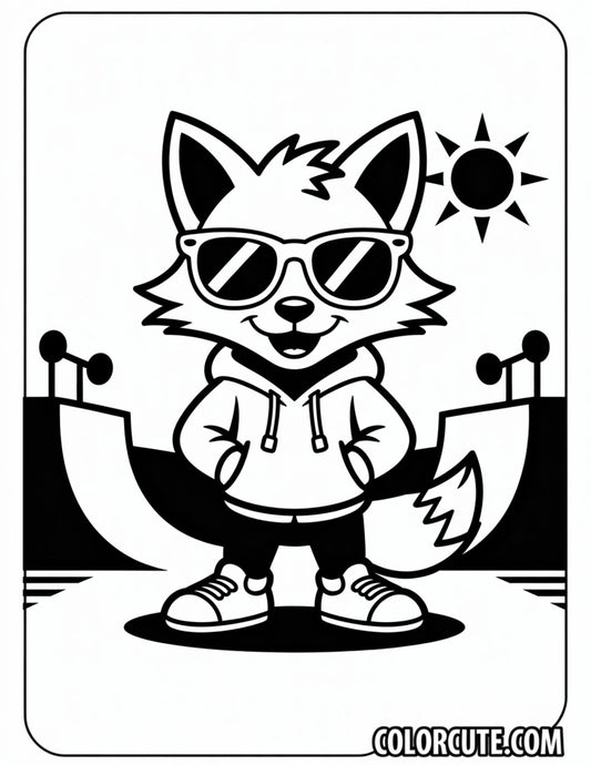 Cool Fox with Sunglasses Coloring Pages | Free PDF Printables