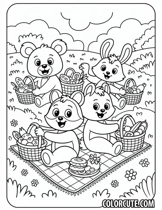 Cute Picnic Cozy Friends Coloring Pages | Free PDF Printables