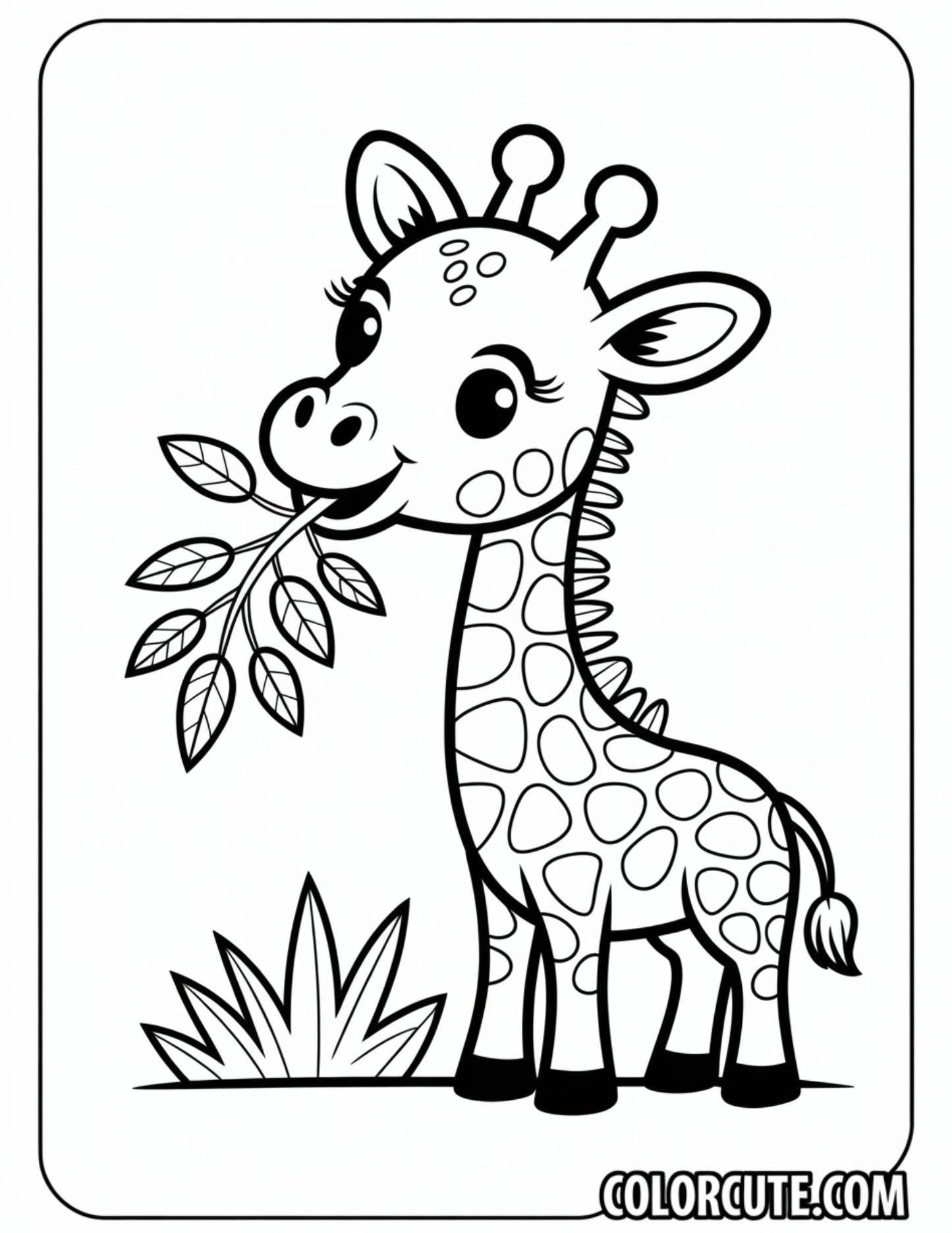 Eating Giraffe Coloring Pages | Free PDF Printables