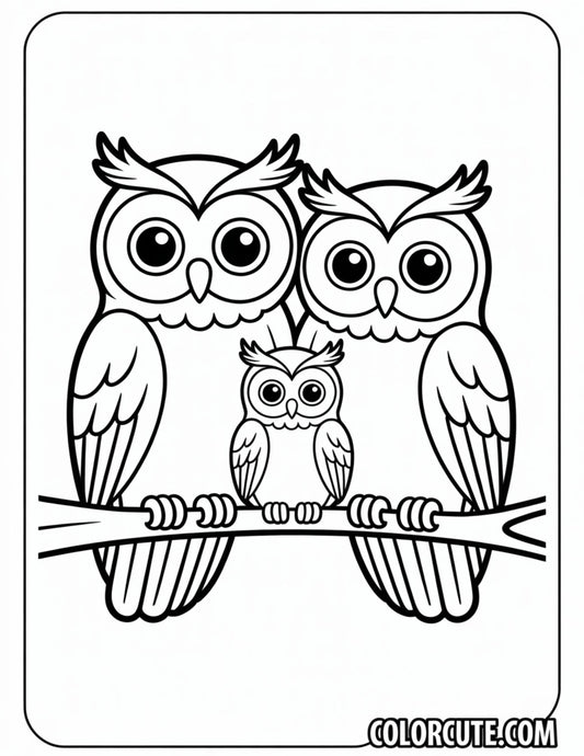 Family Owl Coloring Pages | Free PDF Printables