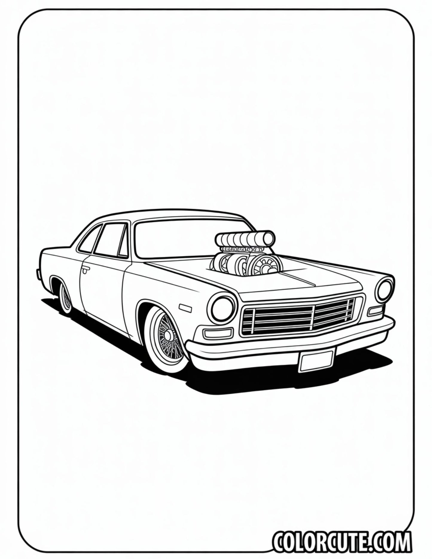 Hot Rod Car Coloring Page | Free PDF Printables