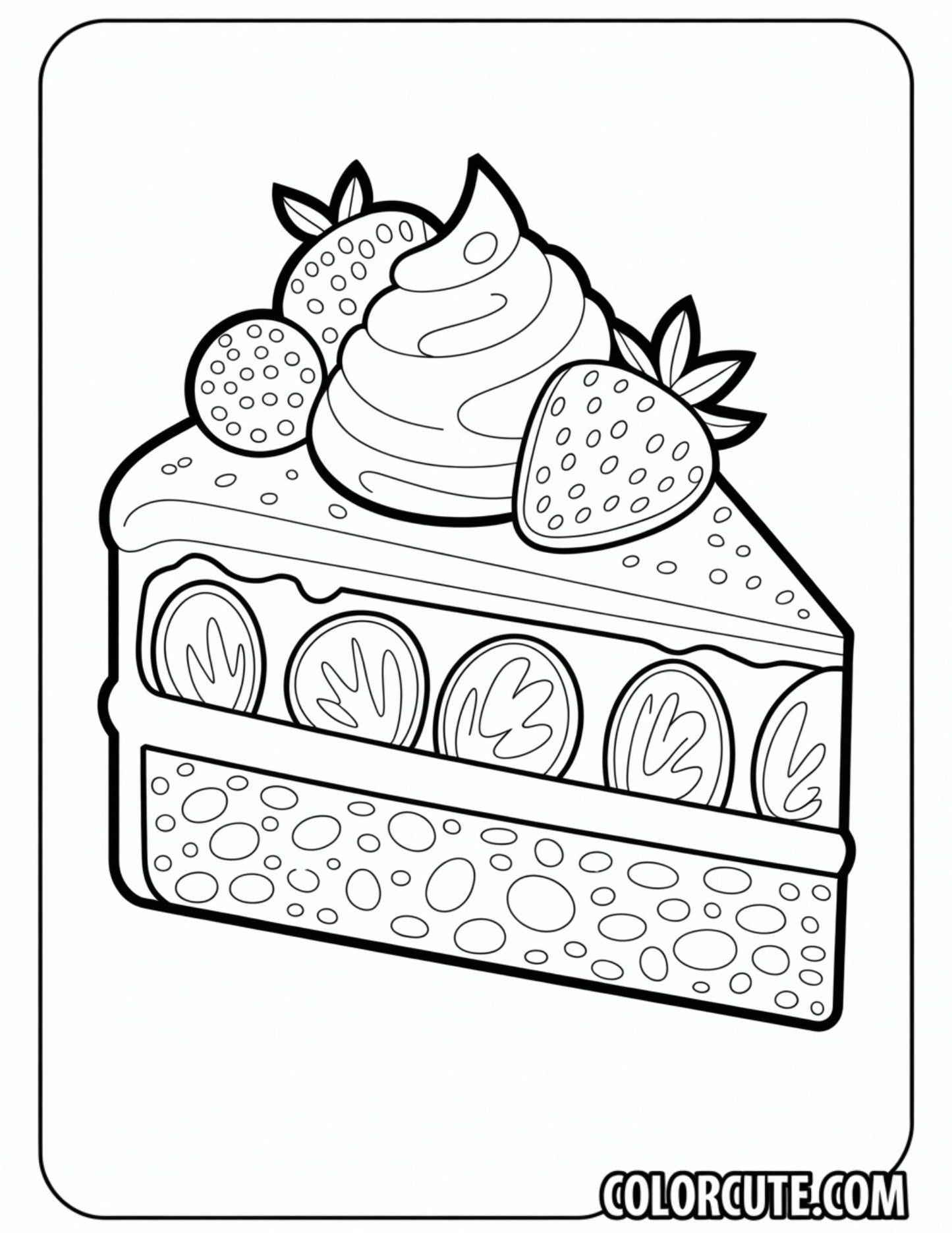 Strawberry Cake Coloring Pages – Free PDF Printables