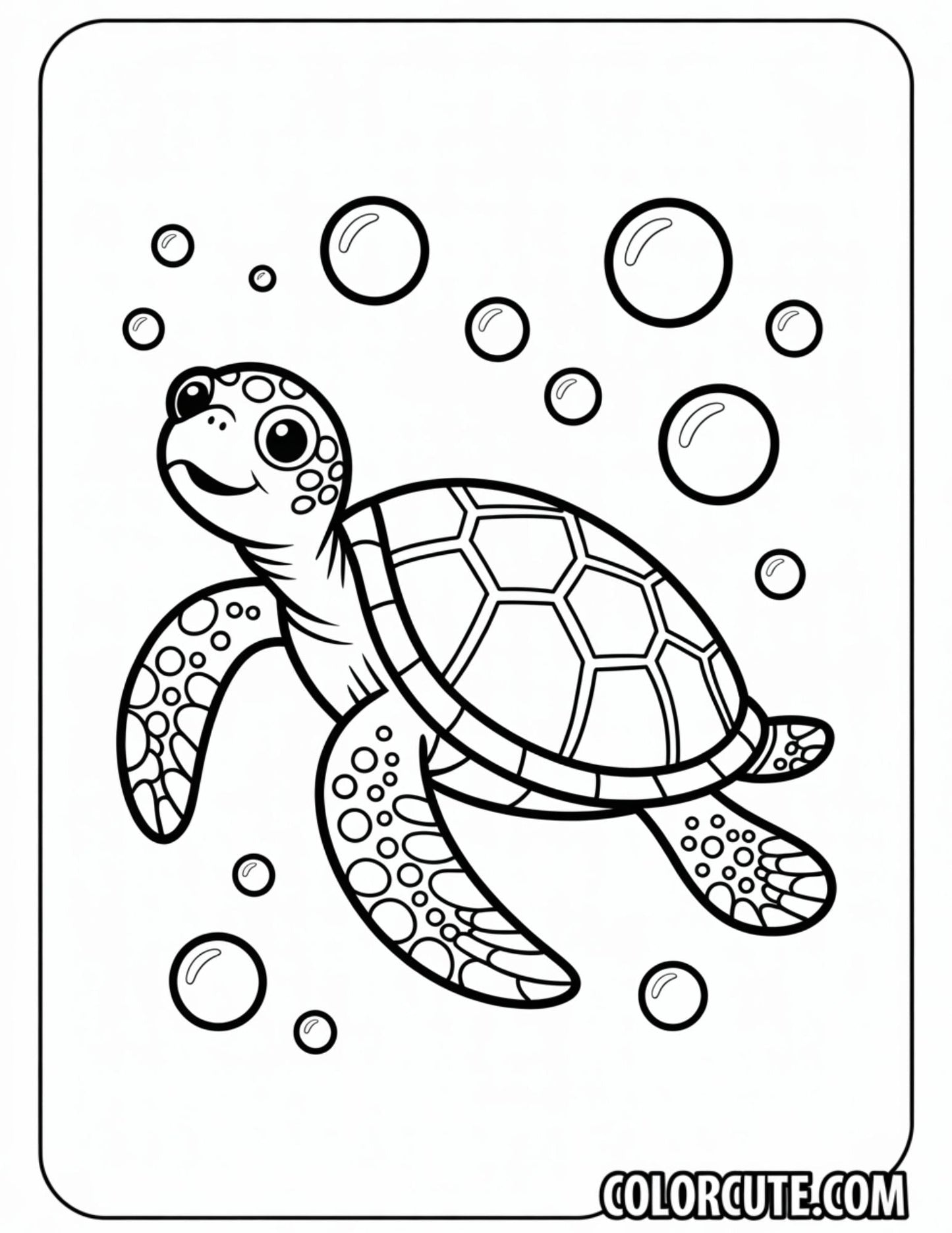 Swimming Turtle Coloring Pages | Free PDF Printables