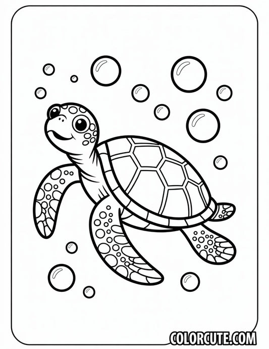Swimming Turtle Coloring Pages | Free PDF Printables