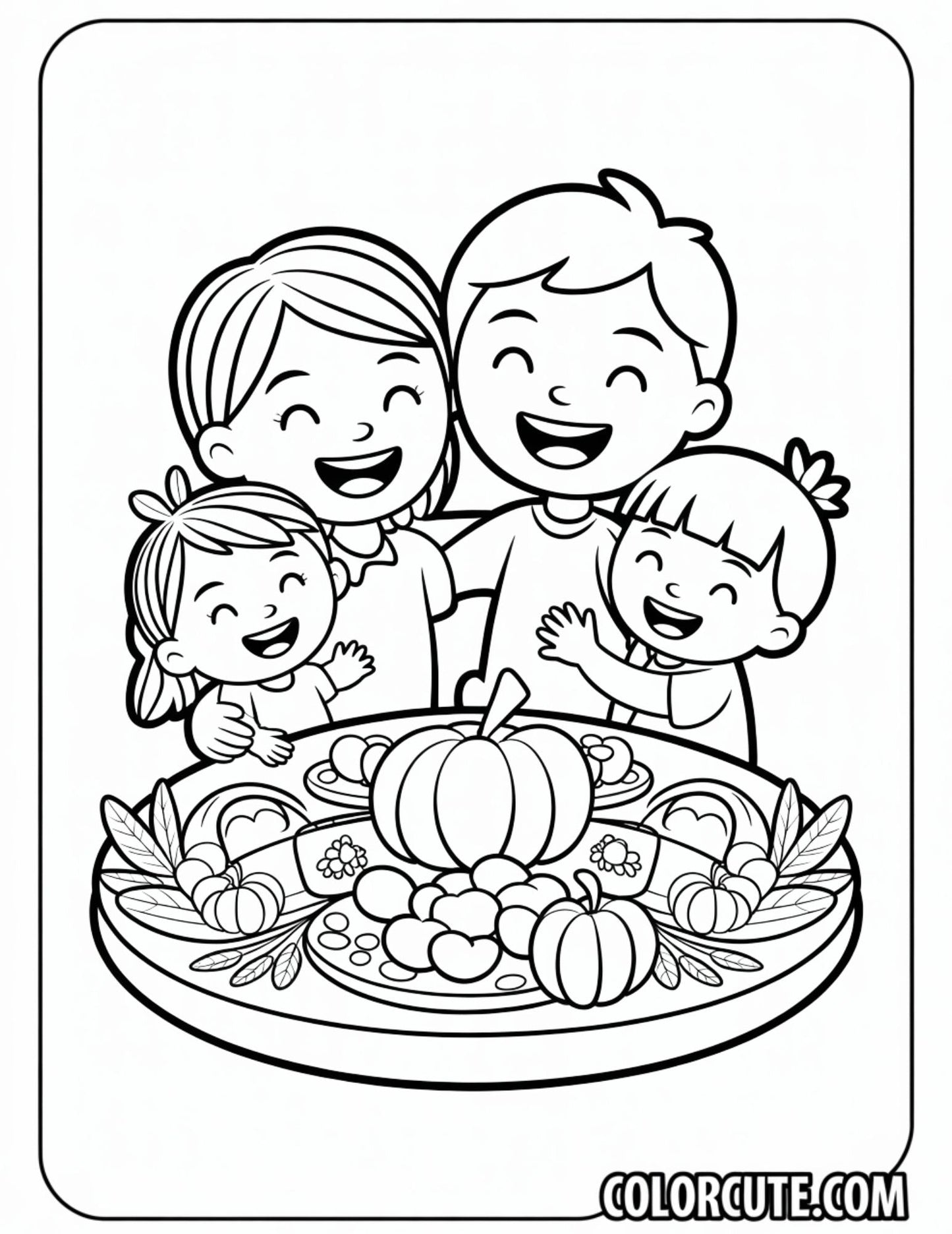 Thanksgiving Feast Coloring Pages | Free PDF Printables