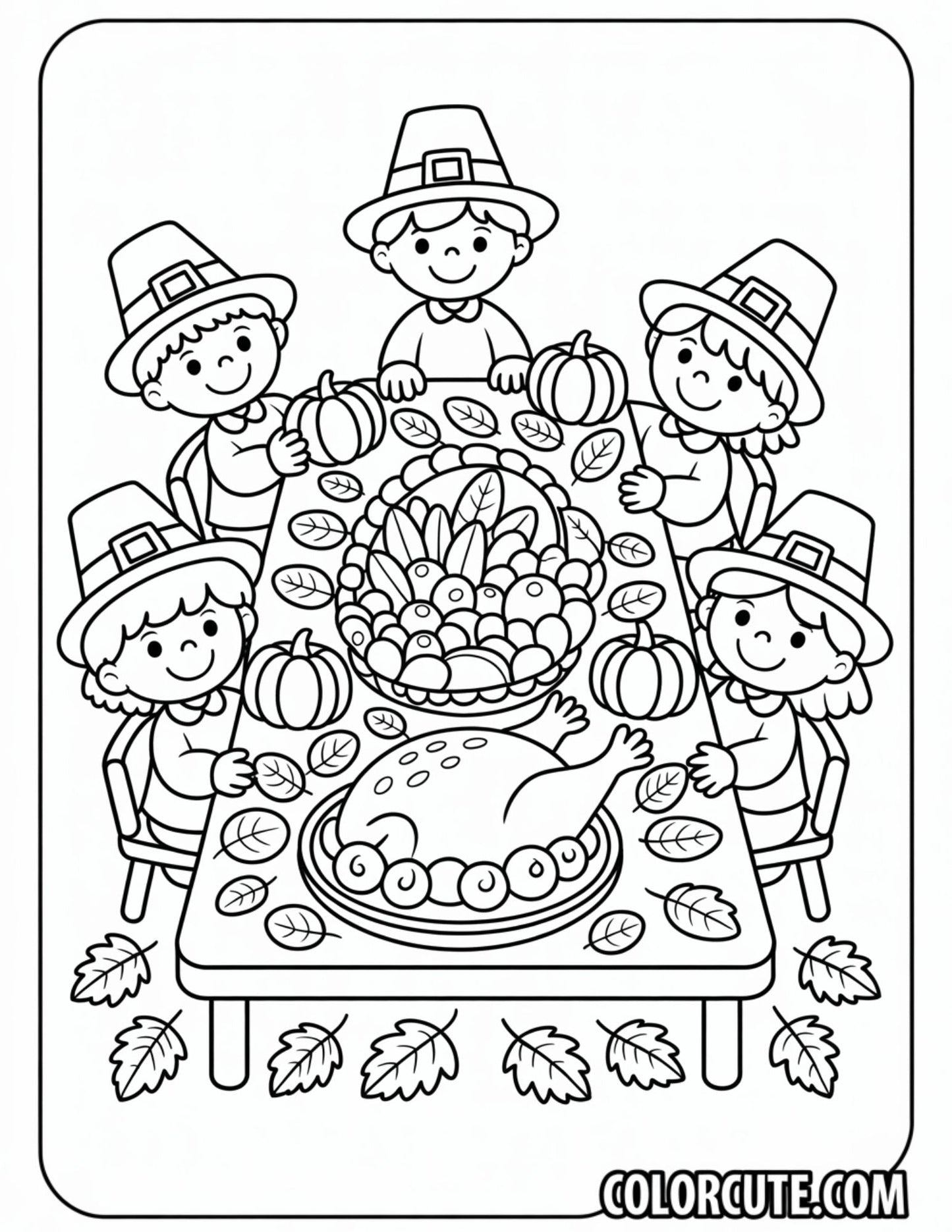 Thanksgiving Preschool Coloring Pages | Free PDF Printables
