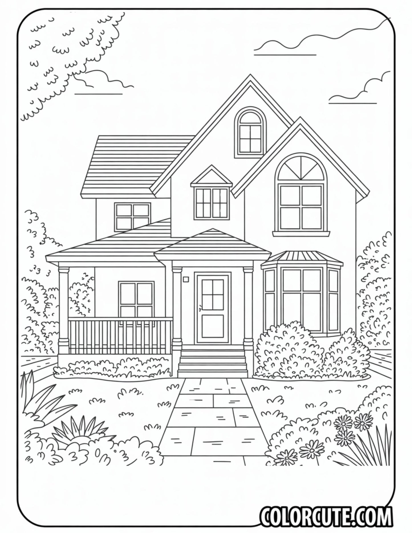 Adult House Coloring Pages | Free PDF Printables