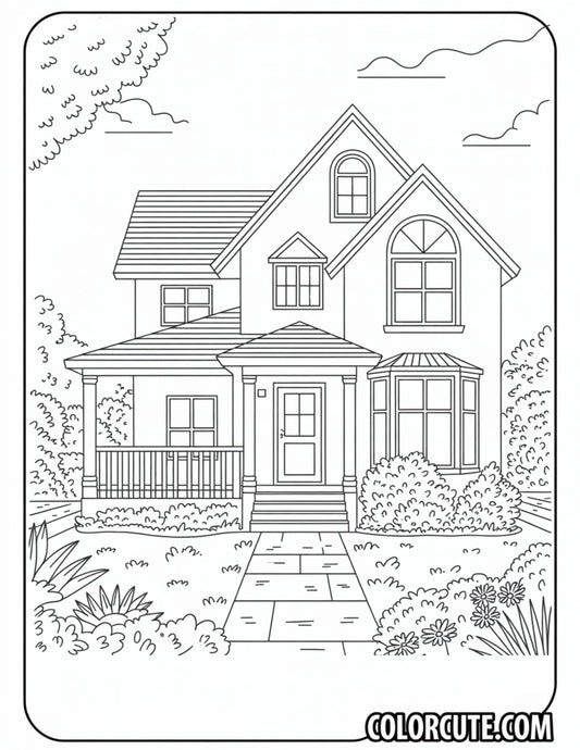 Adult House Coloring Pages | Free PDF Printables