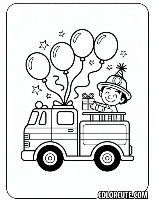 Birthday Fire Truck Coloring Pages | Free PDF Printables