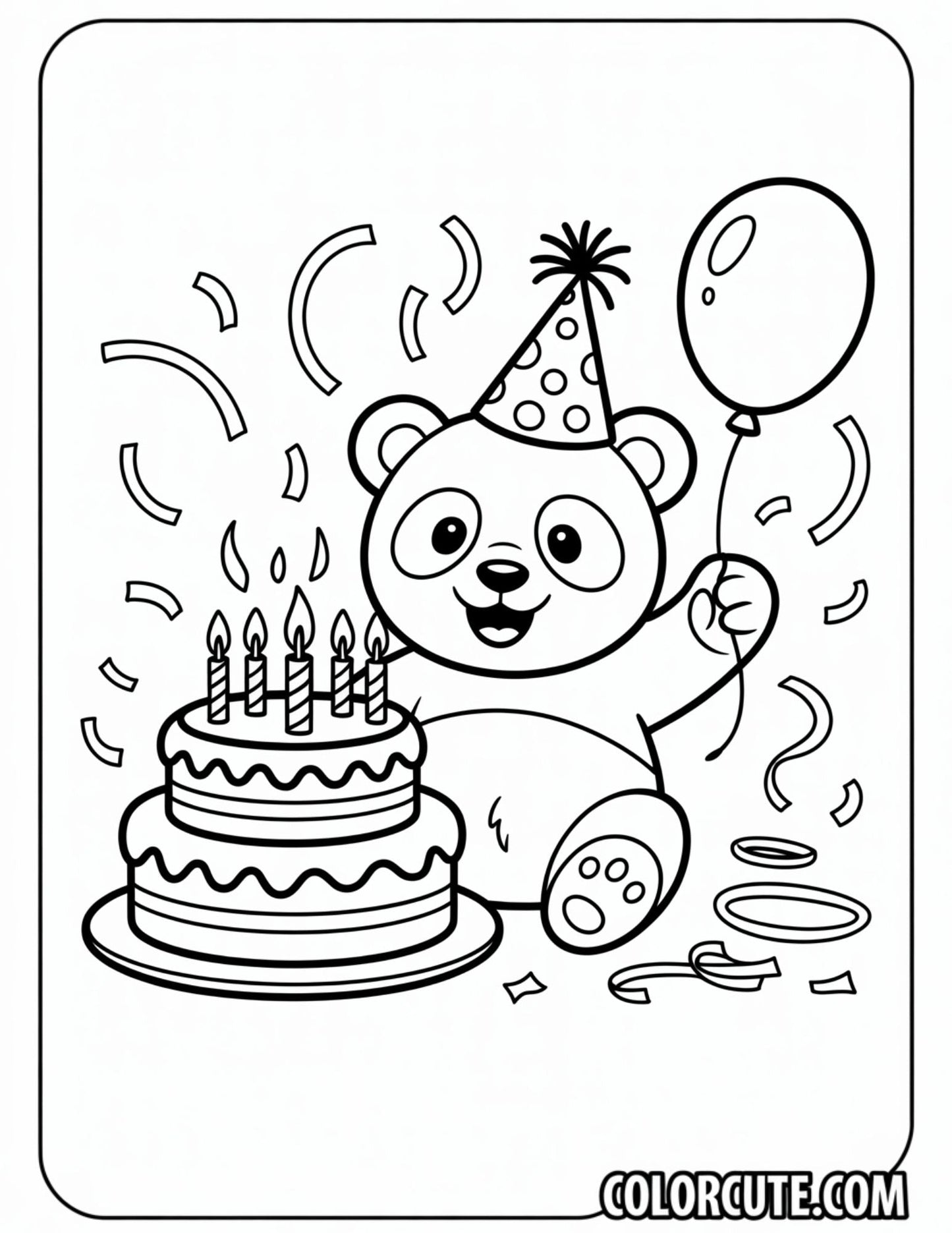 Birthday Panda Coloring Pages | Free PDF Printables