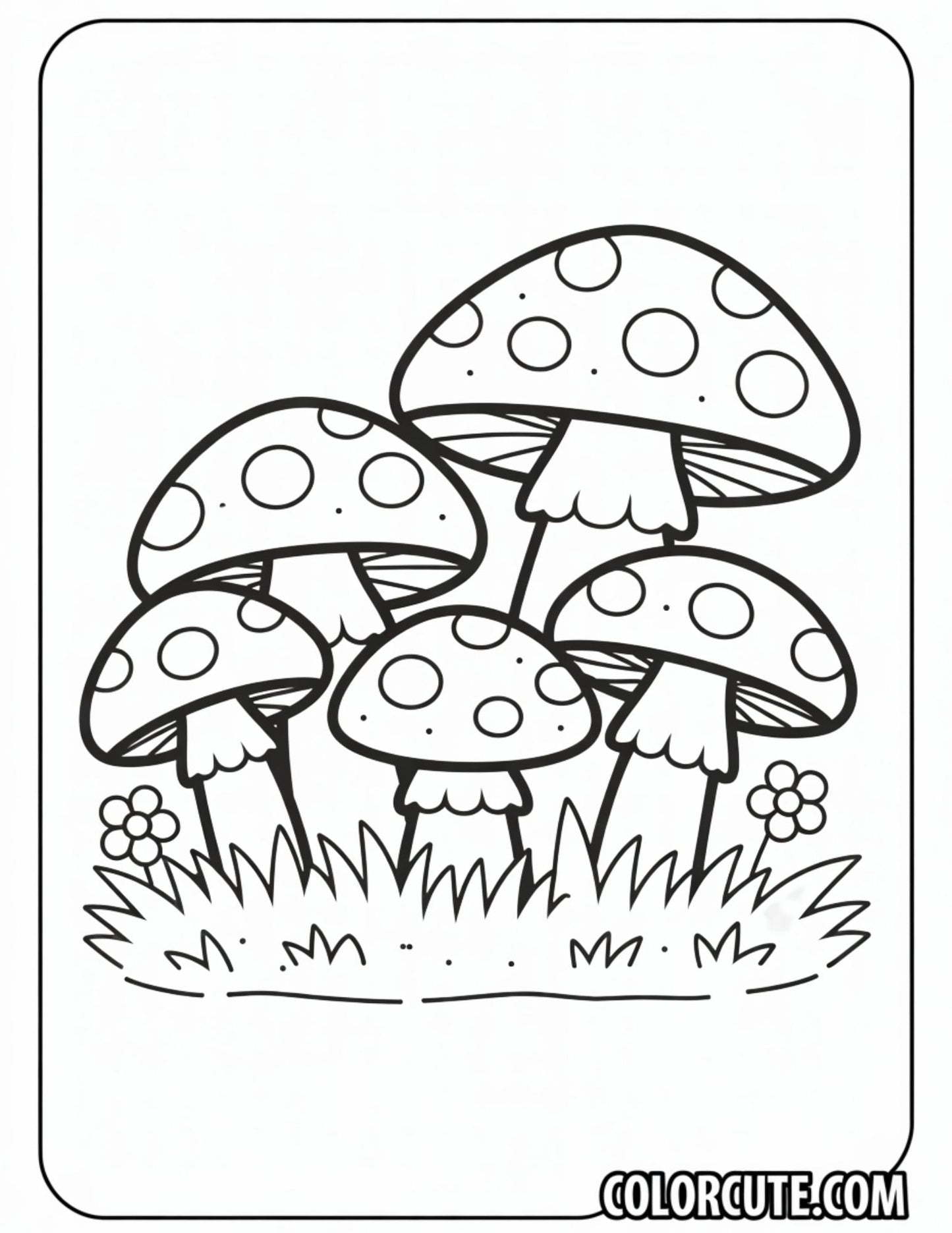 Cartoon Mushroom Coloring Pages | Free PDF Printables