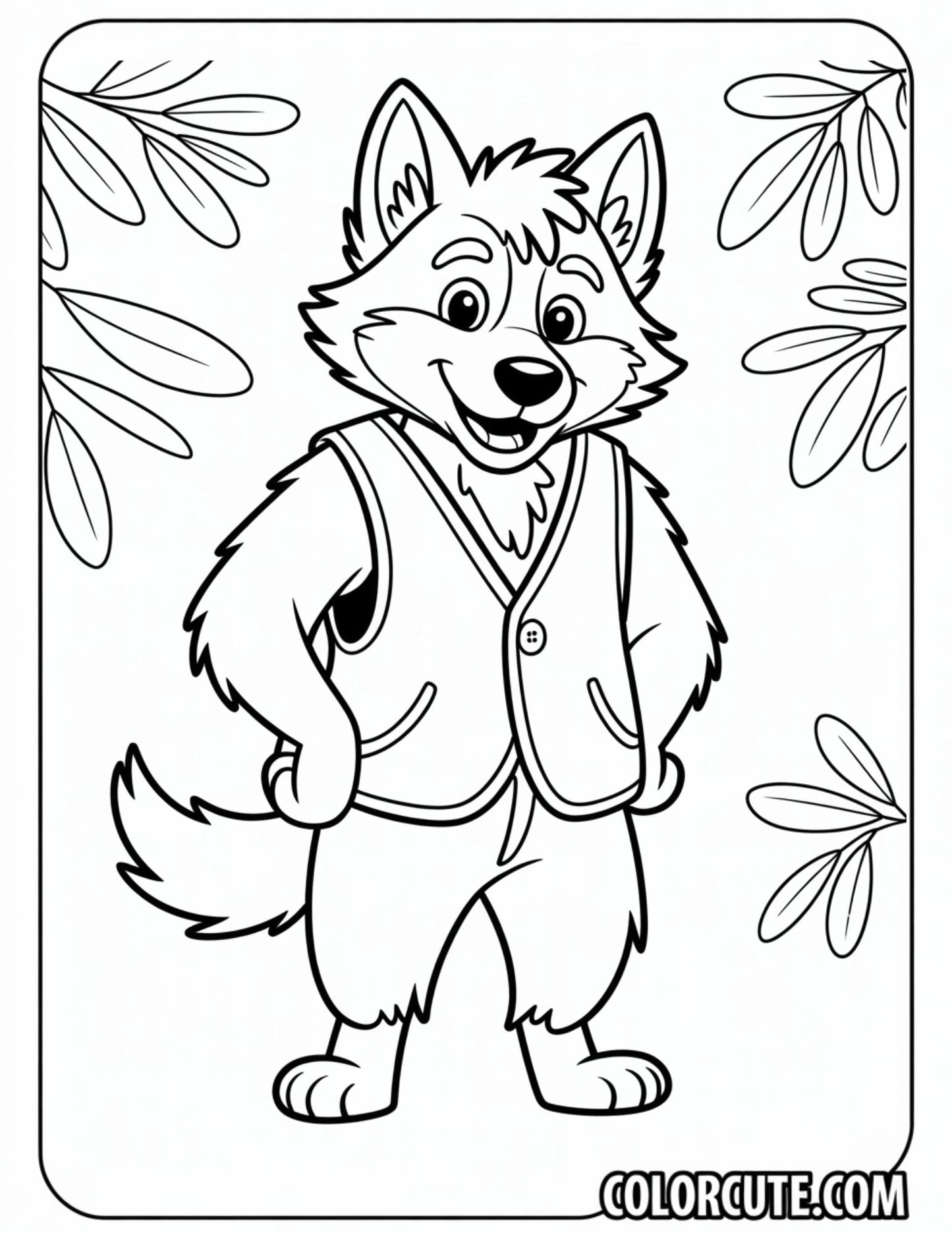 Furry Wolf Coloring Page | Free PDF Printables