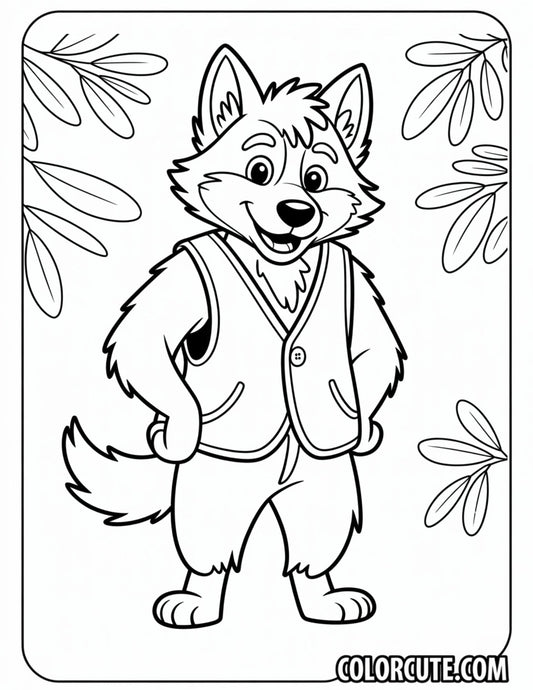 Furry Wolf Coloring Page | Free PDF Printables