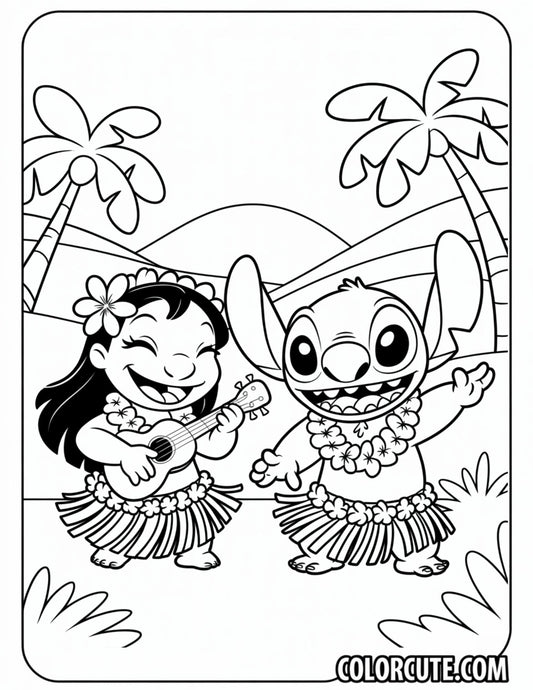 Hawaiian Lilo and Stitch Coloring Pages | Free PDF Printables